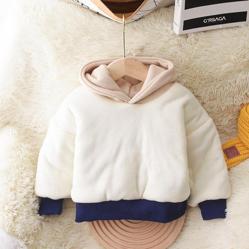 Autumn and winter boys plus velvet padded hooded coat